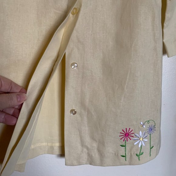 RING AROUND THE ROSIE GIRLS YELLOW HAND EMBROIDERED LINEN COAT DRESS SIZE 4T - Picture 4 of 9